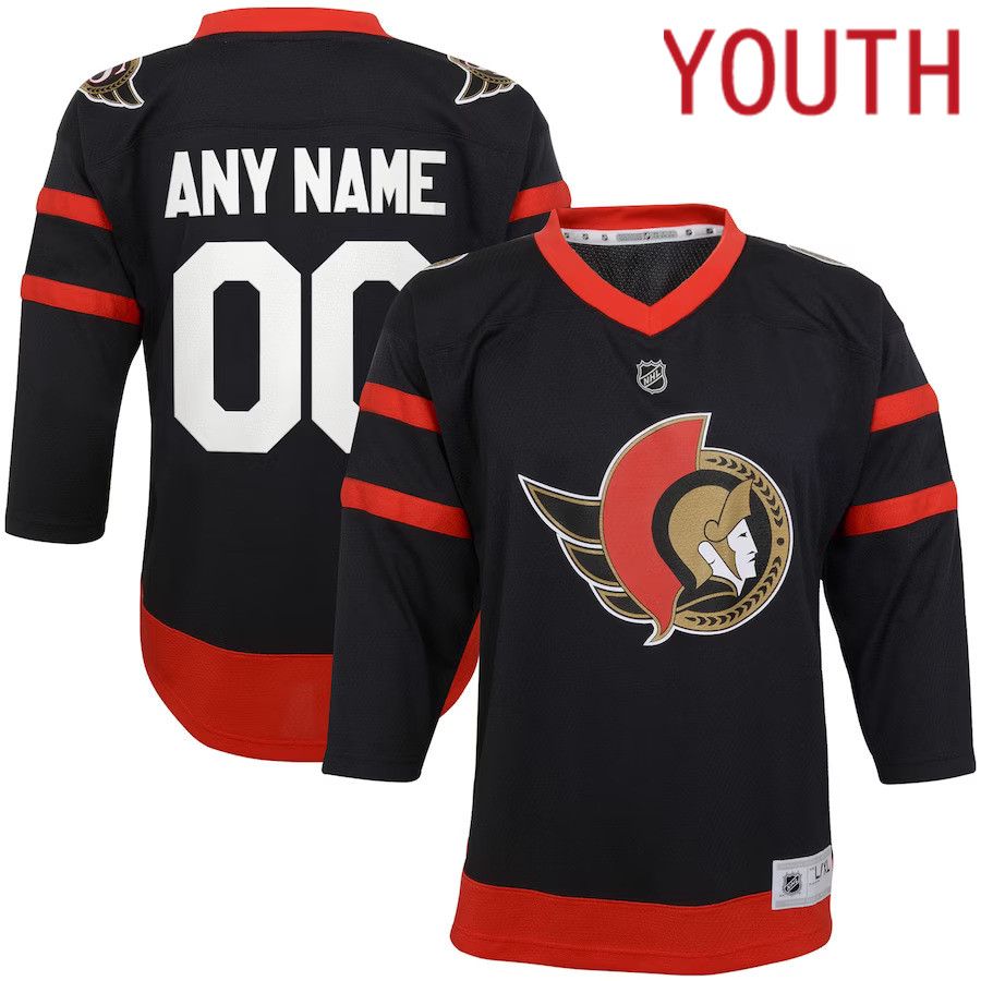 Youth Ottawa Senators Black Home Replica Custom NHL Jersey